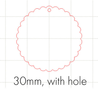 *SW*C* 30mm scalloped circle, WITH HOLE