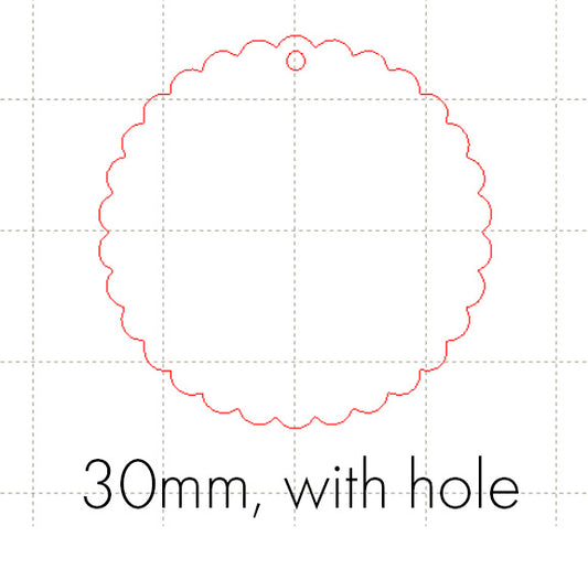 *SW*C* 30mm scalloped circle, WITH HOLE