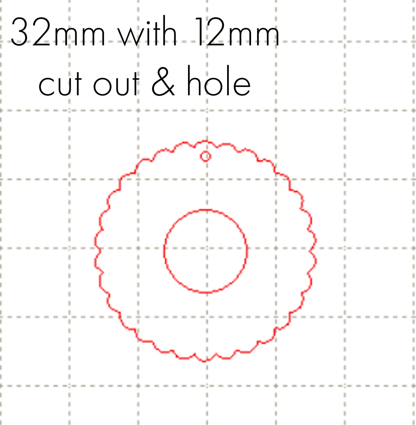 *SW*C* 32mm scallop circle, 12mm cutout & hole