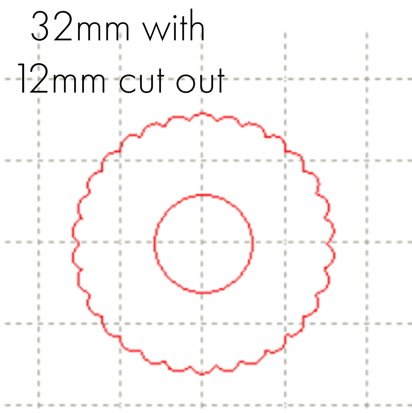 *SW*C* 32mm scallop circle, 12mm cutout NO HOLE