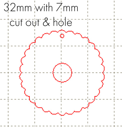 *SW*C* 32mm scallop circle, 7mm cutout & Hole