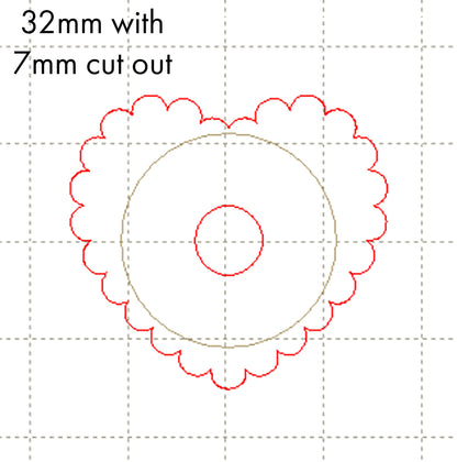 *SW*C* 32mm Heart scallop, 7mm cutout NO HOLE