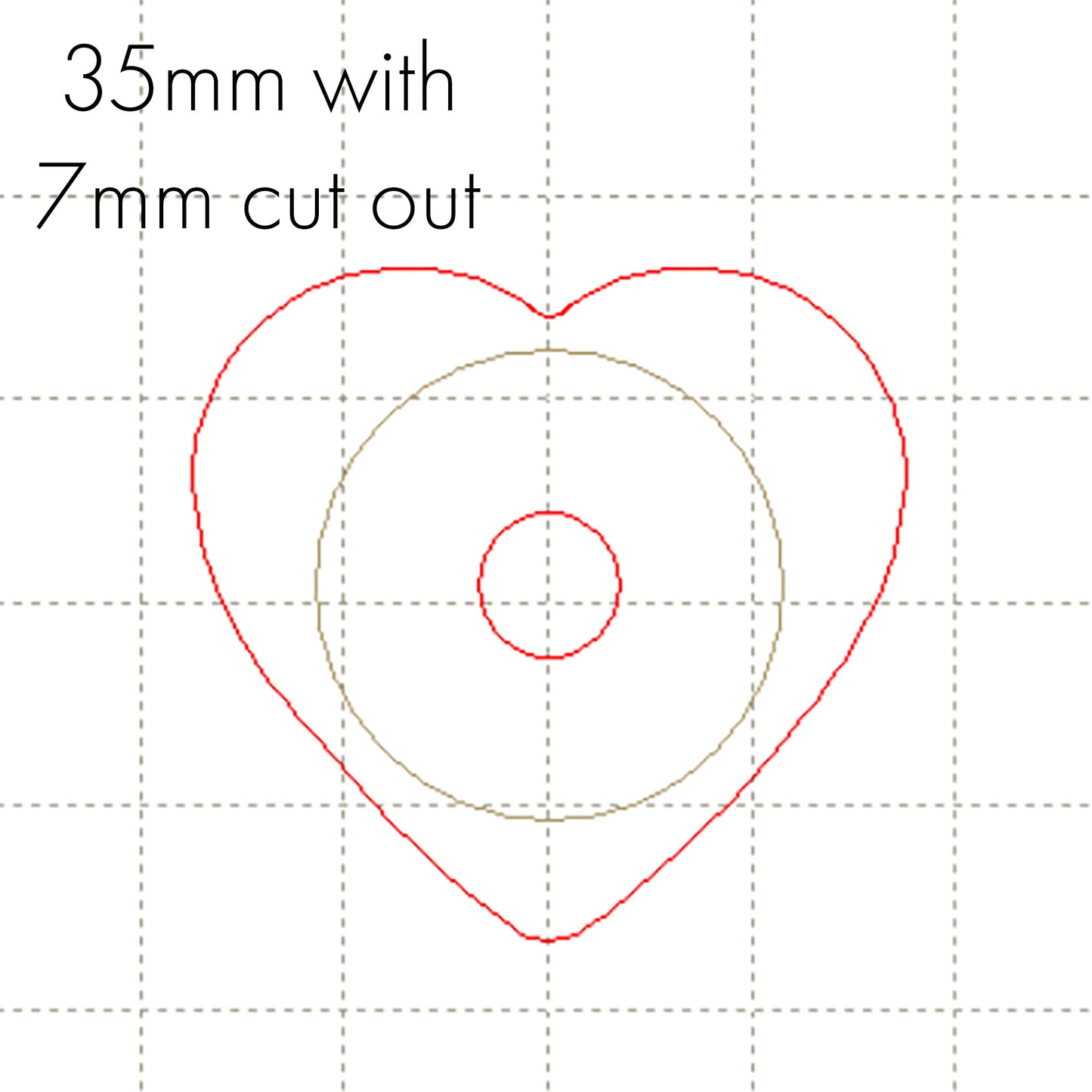 *SW*C* 35mm Heart, 7mm cutout NO HOLE