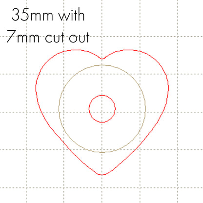 *SW*C* 35mm Heart, 7mm cutout NO HOLE