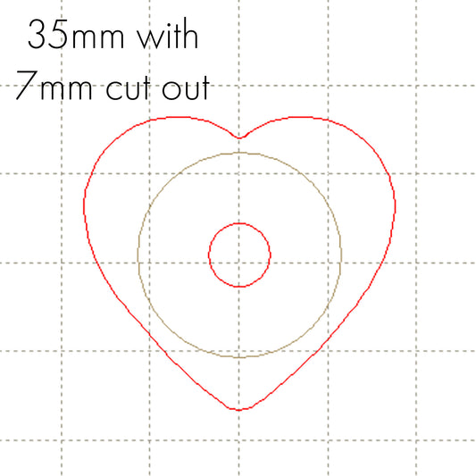 *SW*C* 35mm Heart, 7mm cutout NO HOLE