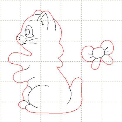 *SW*C* Kitten with bow engraved cabochon, 50mm