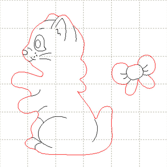 *SW*C* Kitten with bow engraved cabochon, 50mm