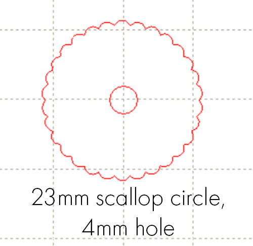 *SW*C* 23mm scalloped circle, 4mm hole