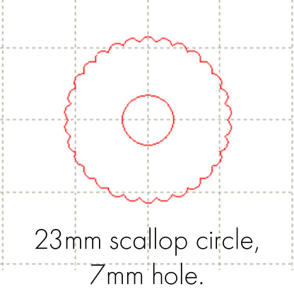 *SW*C* 23mm scalloped circle, 7mm hole