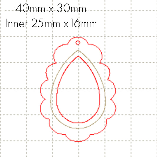 *SW*C* Scalloped Tear drop setting 40mm, 25 x 16mm cut out