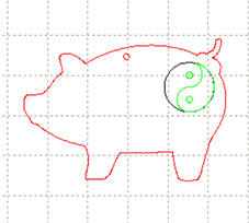 *SW*C* Pig Ying Yang charm, 1 hole