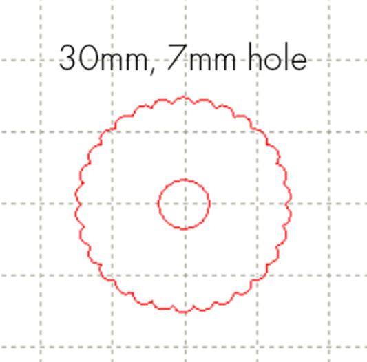 *SW*C* 30mm scallop circle, 7mm hole