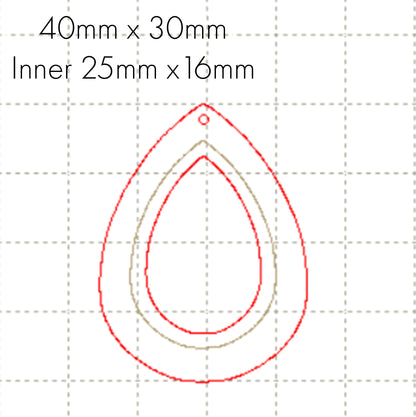 *SW*C* Tear drop setting 40mm, 25 x 16mm cut out