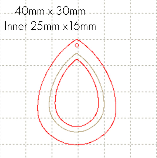*SW*C* Tear drop setting 40mm, 25 x 16mm cut out