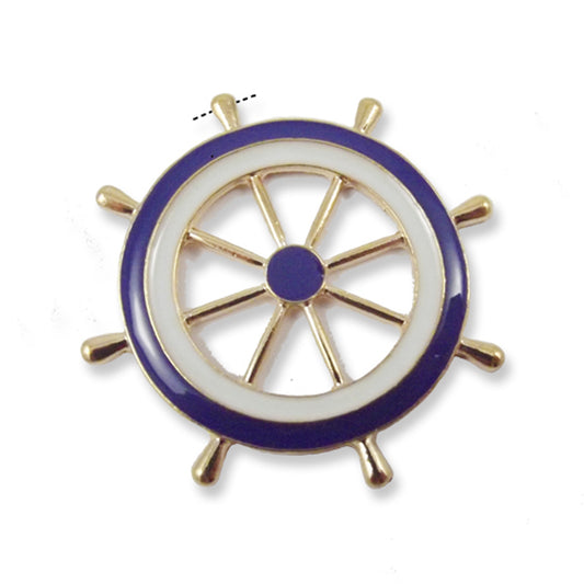 Large ship wheel enamel charm