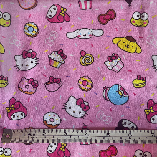 Large offcut Sanrio characters, pink fabric