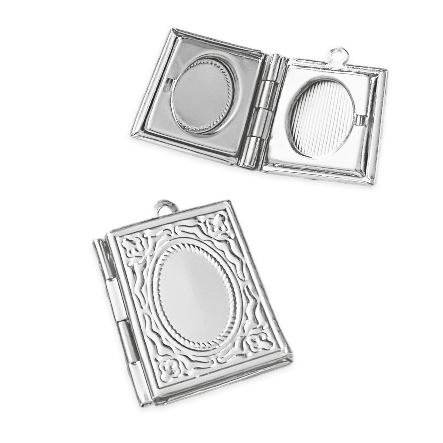 2 x Book lockets, silver colour