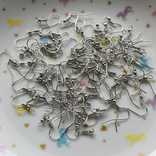 15 pairs of silver colour earring hooks