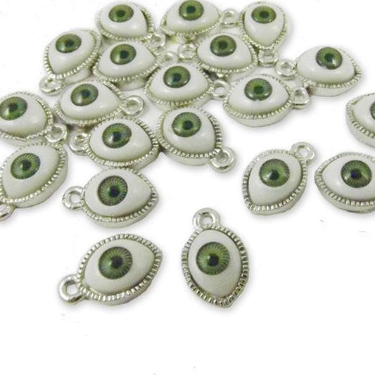 4 silver colour green eye charms