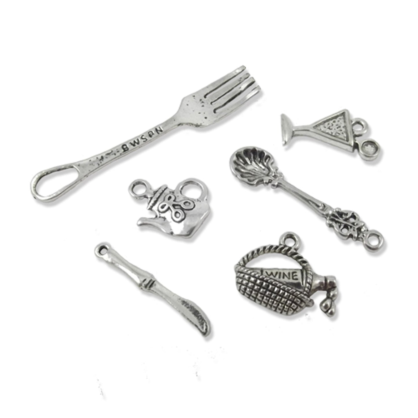 6 x food and drink charms set