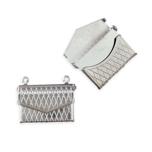 2 x Envelope lockets, silver colour