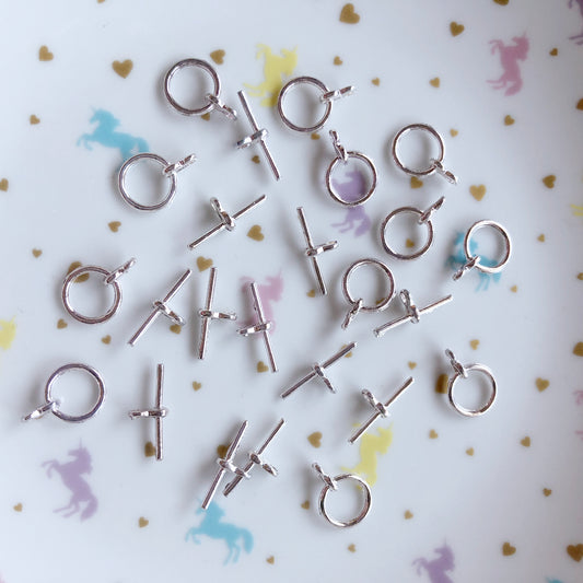 4 Silver colour toggle clasps