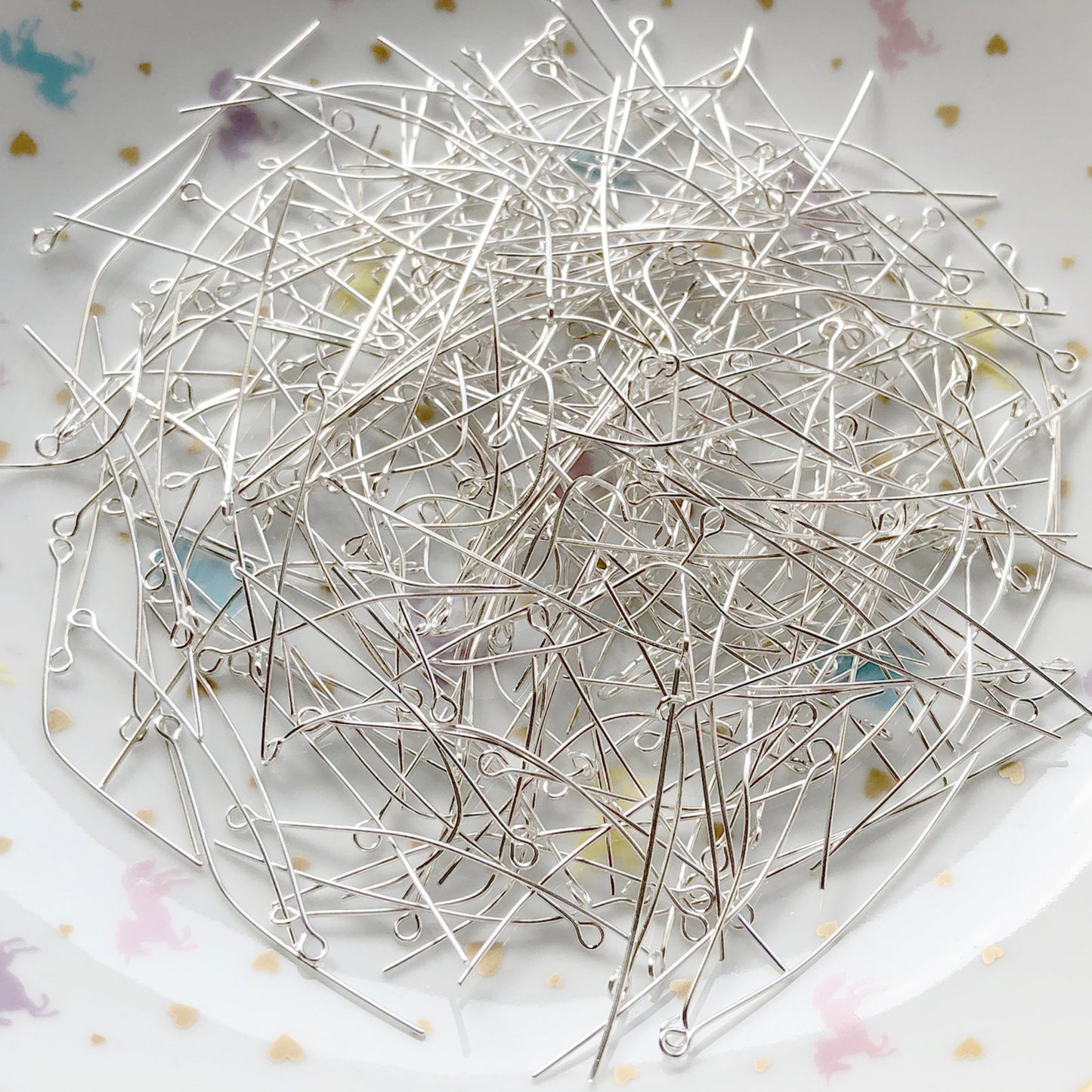 50 Silver plated eye pins