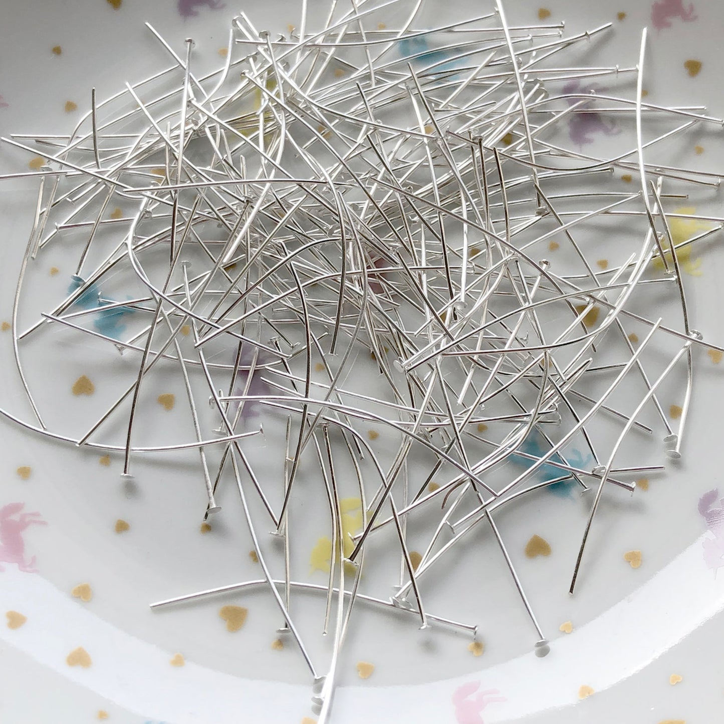 50 silver plated head pins