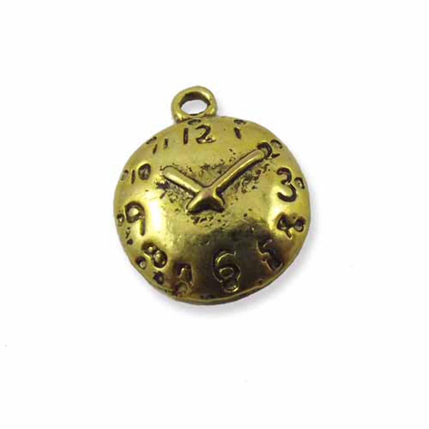 4 small gold colour clock charms