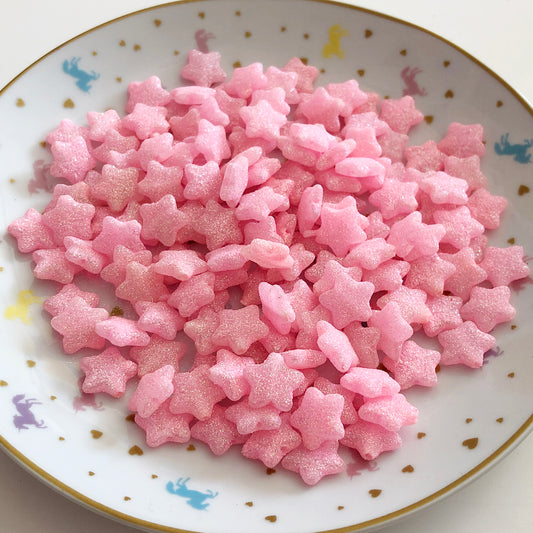 10 star glittery pink beads