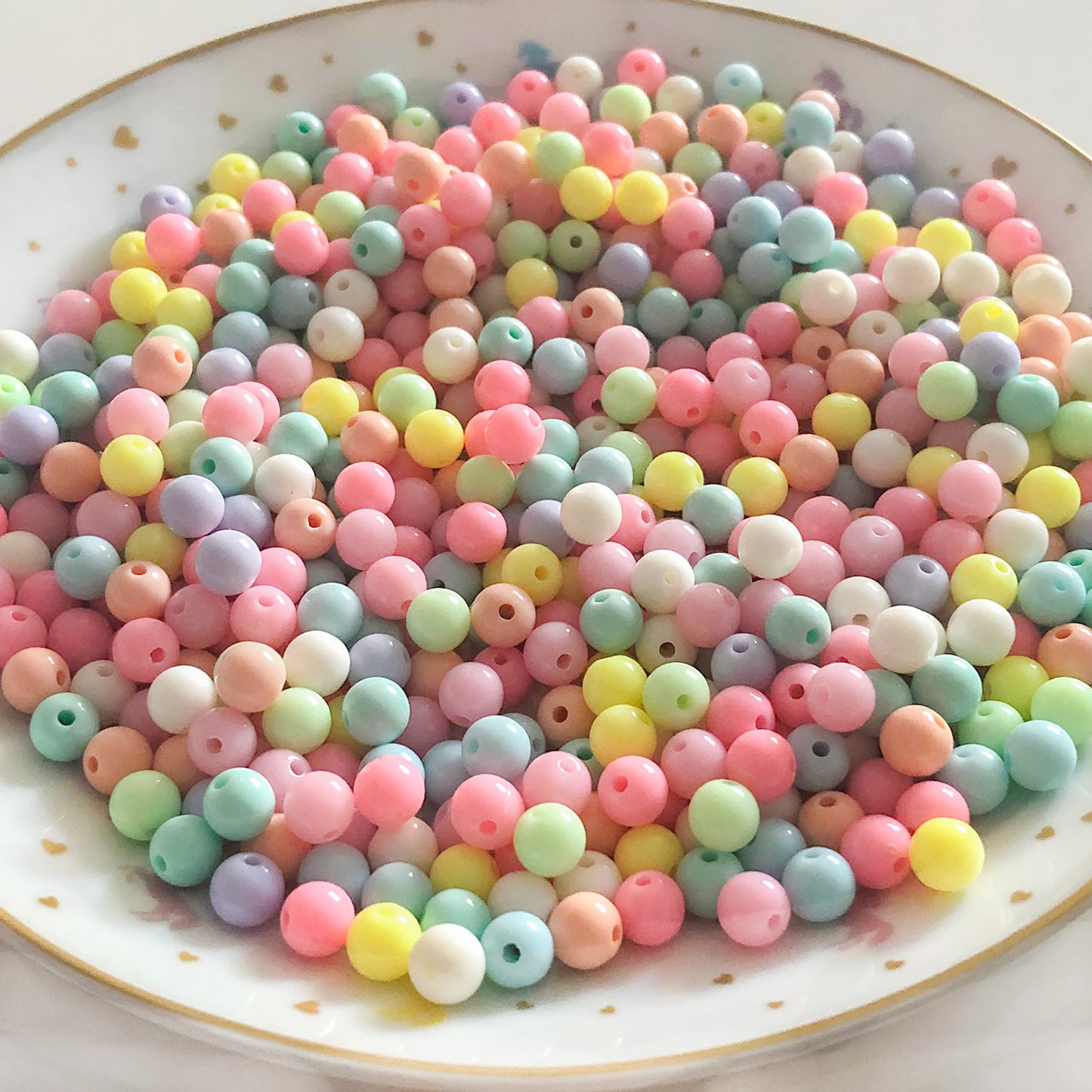 30 pastel round beads, 8mm