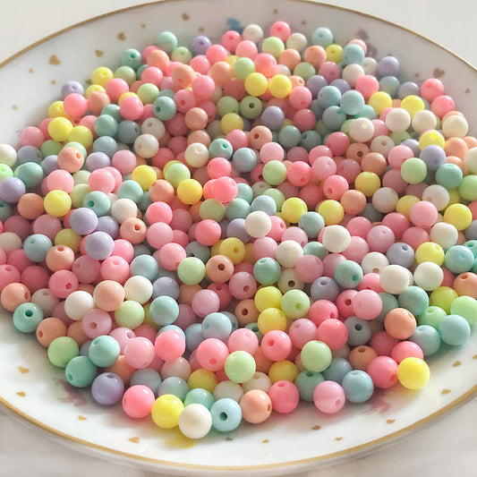 30 pastel round beads, 8mm