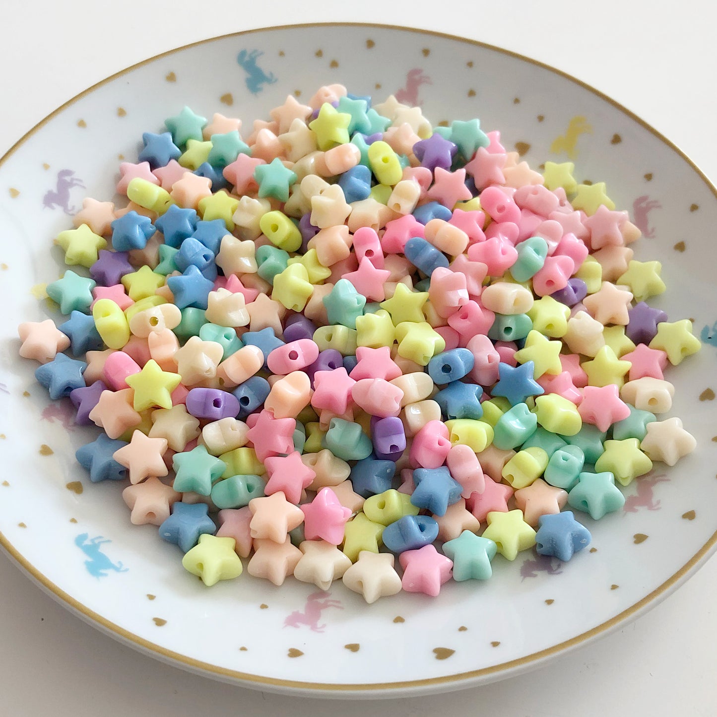 40 Small pastel star puffy beads