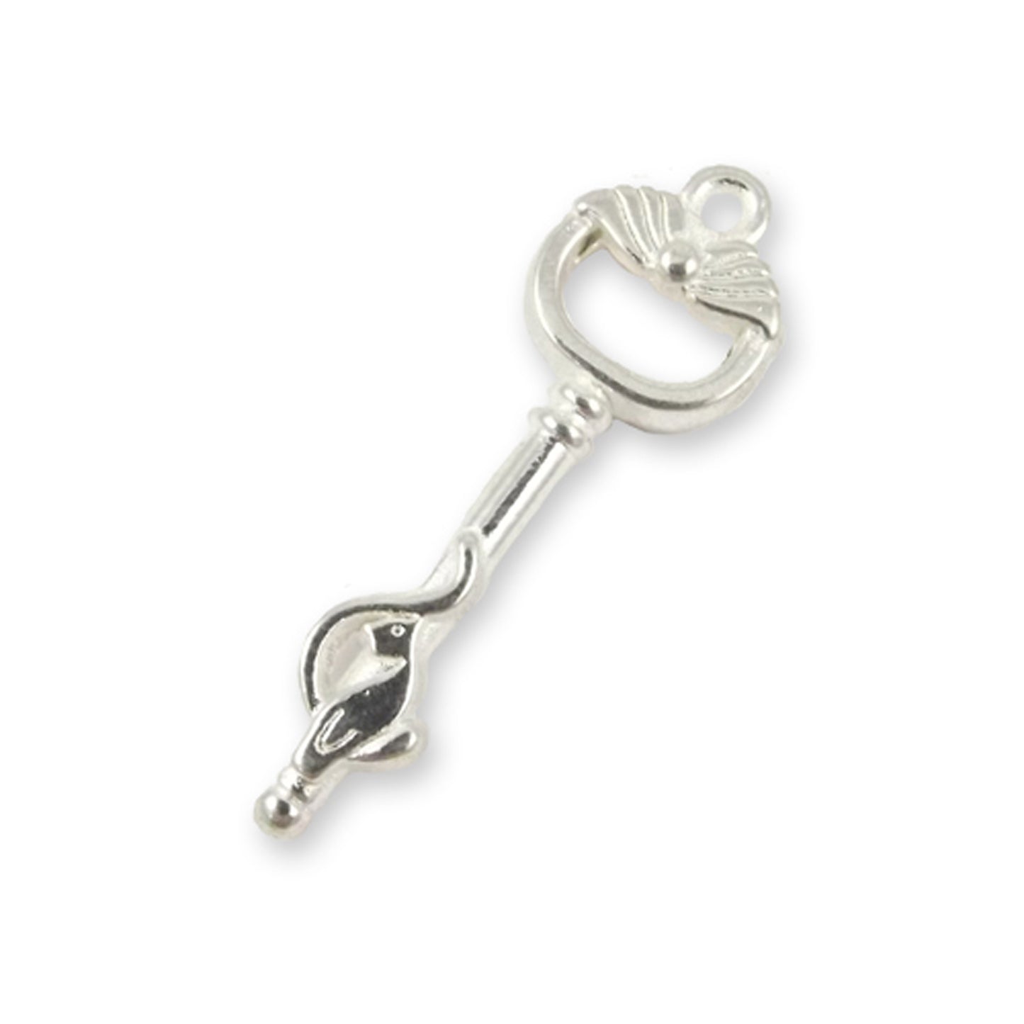 2 x Silver colour art deco style key charms