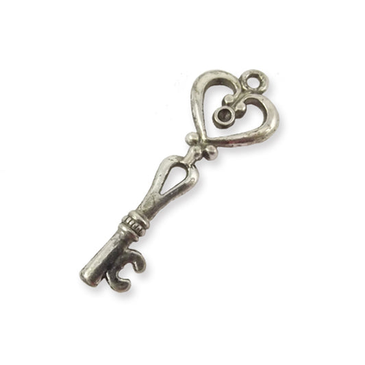 2 x Silver colour Heart detail key charms