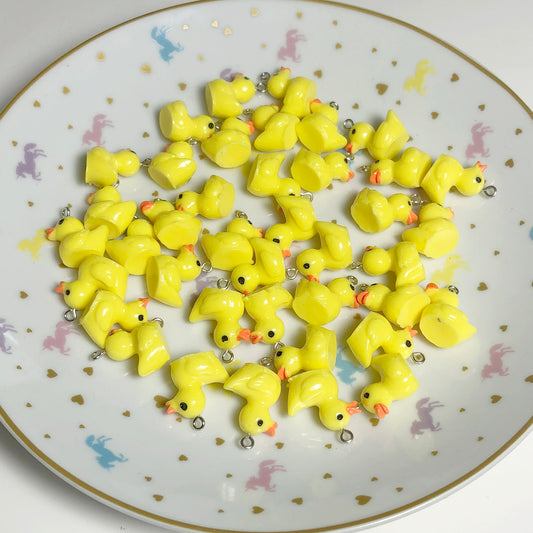 2 Mini resin duck charms 3D