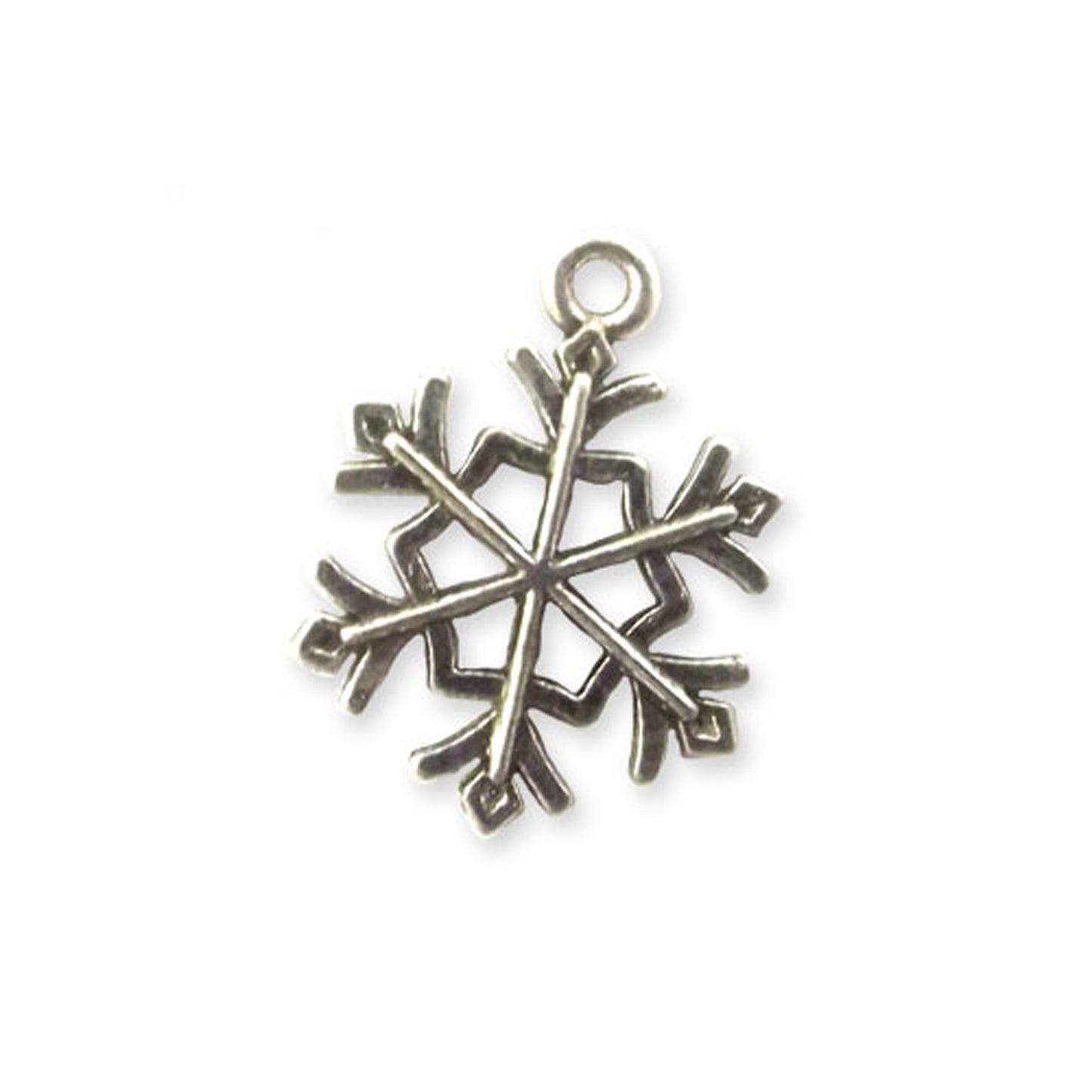 2 x snowflake silver colour charms, design 2