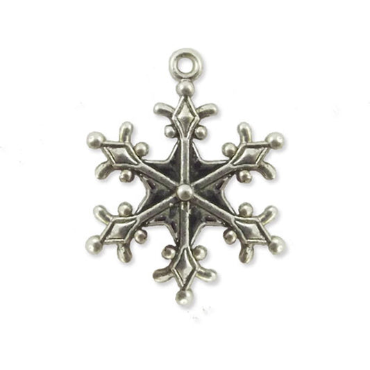 2 x snowflake silver colour charms, design 4