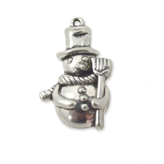 2 x Snowman silver colour charms