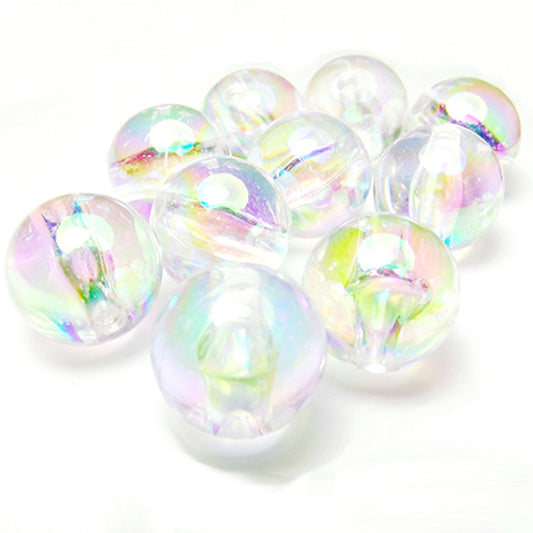 10 bubble beads rainbow iridescent, 12mm