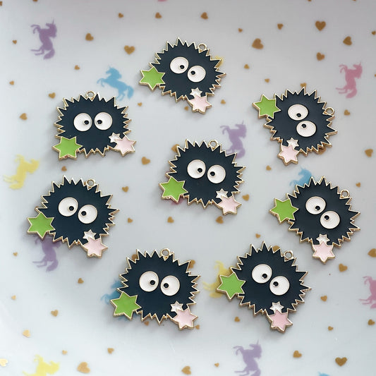 4 x Soot Sprite Totoro enamel charms