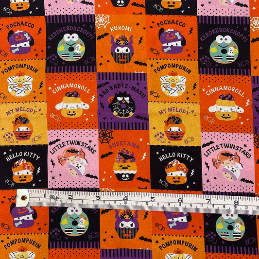 Spooky Sanrio characters 100% cotton fabric