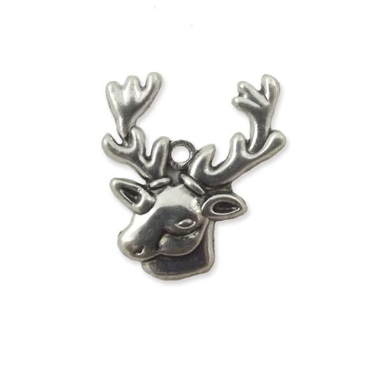 2 x Stag silver colour charms