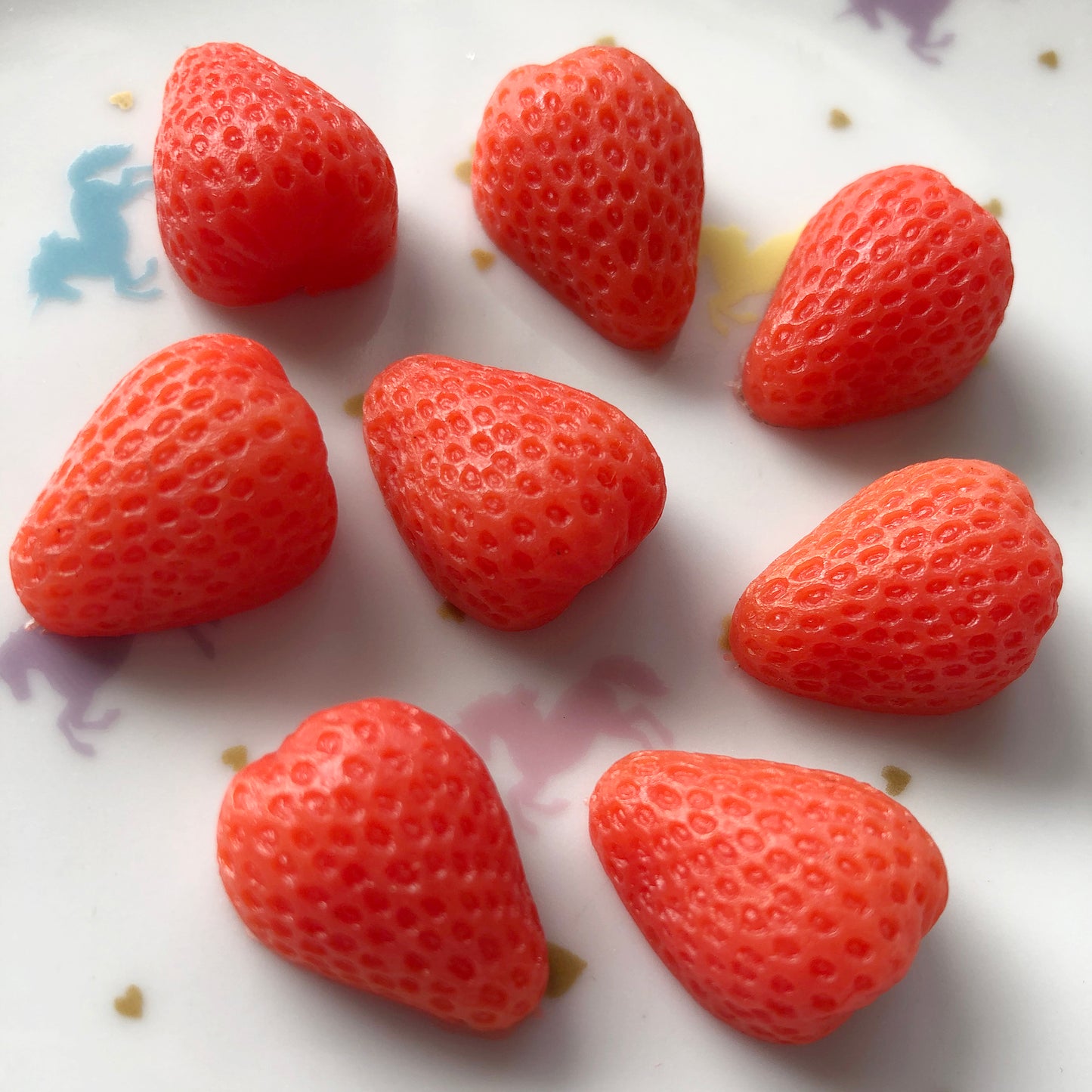 4 strawberry half fruit pieces for decoden and more!