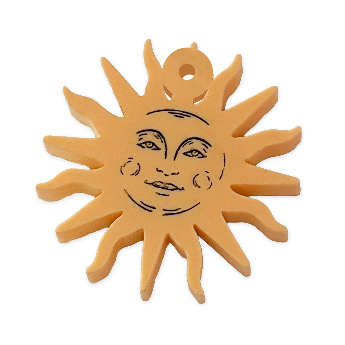 Sun face laser cut colour engraved charm