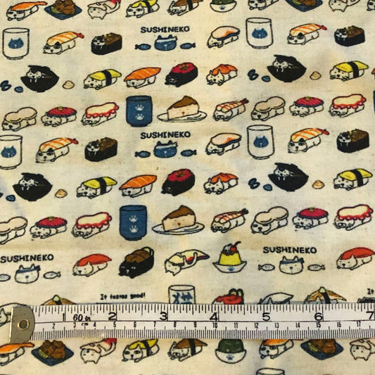 Sushi neko fabric offcut