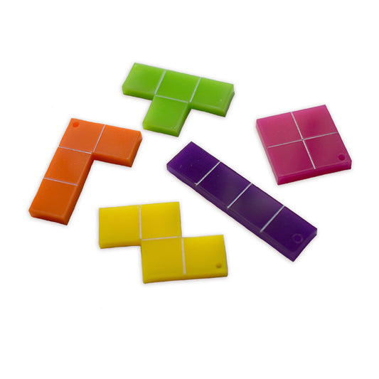 Tetris pieces laser cut charm set