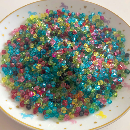 50 transparent bicone beads, 6mm