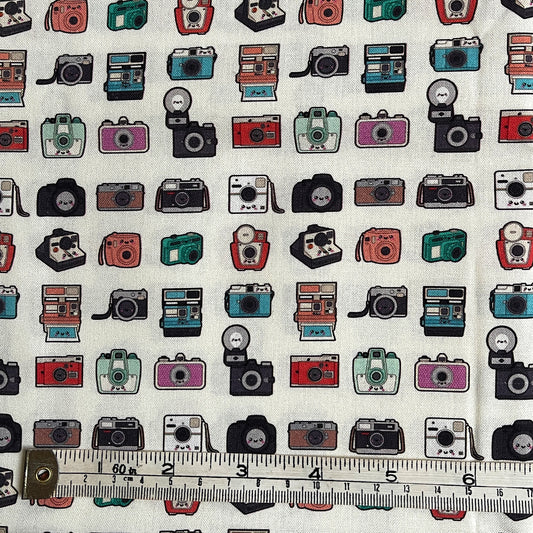 Vintage cameras fabric offcut