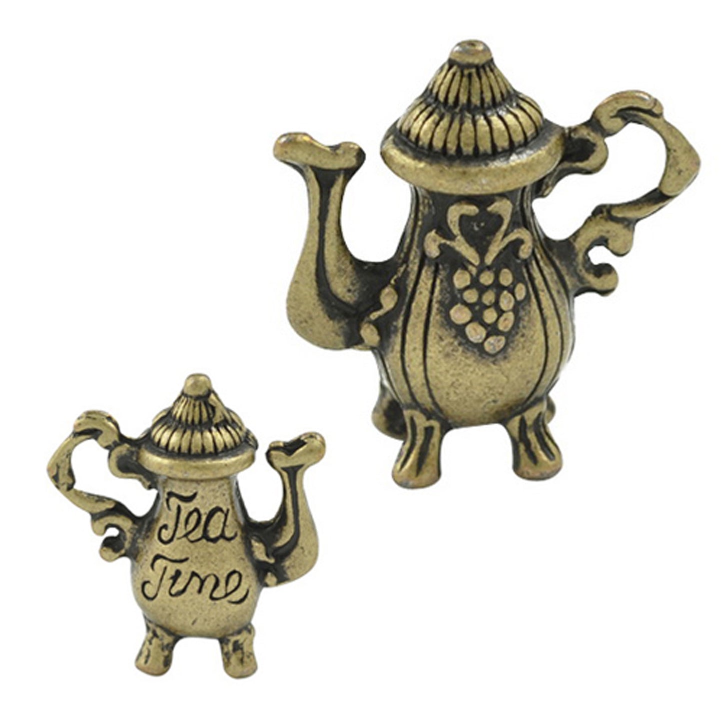 6 vintage fancy teapot charms, antique bronze